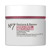 No7 Restore & Renew cream front label with SPF 30 for daily protection and hydration