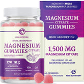 Nobi Nutrition magnesium citrate gummies bottle front highlighting raspberry flavor for daily wellness.