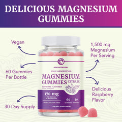 Nobi Nutrition raspberry gummies dosage illustration suggests 170 mg elemental magnesium per serving.