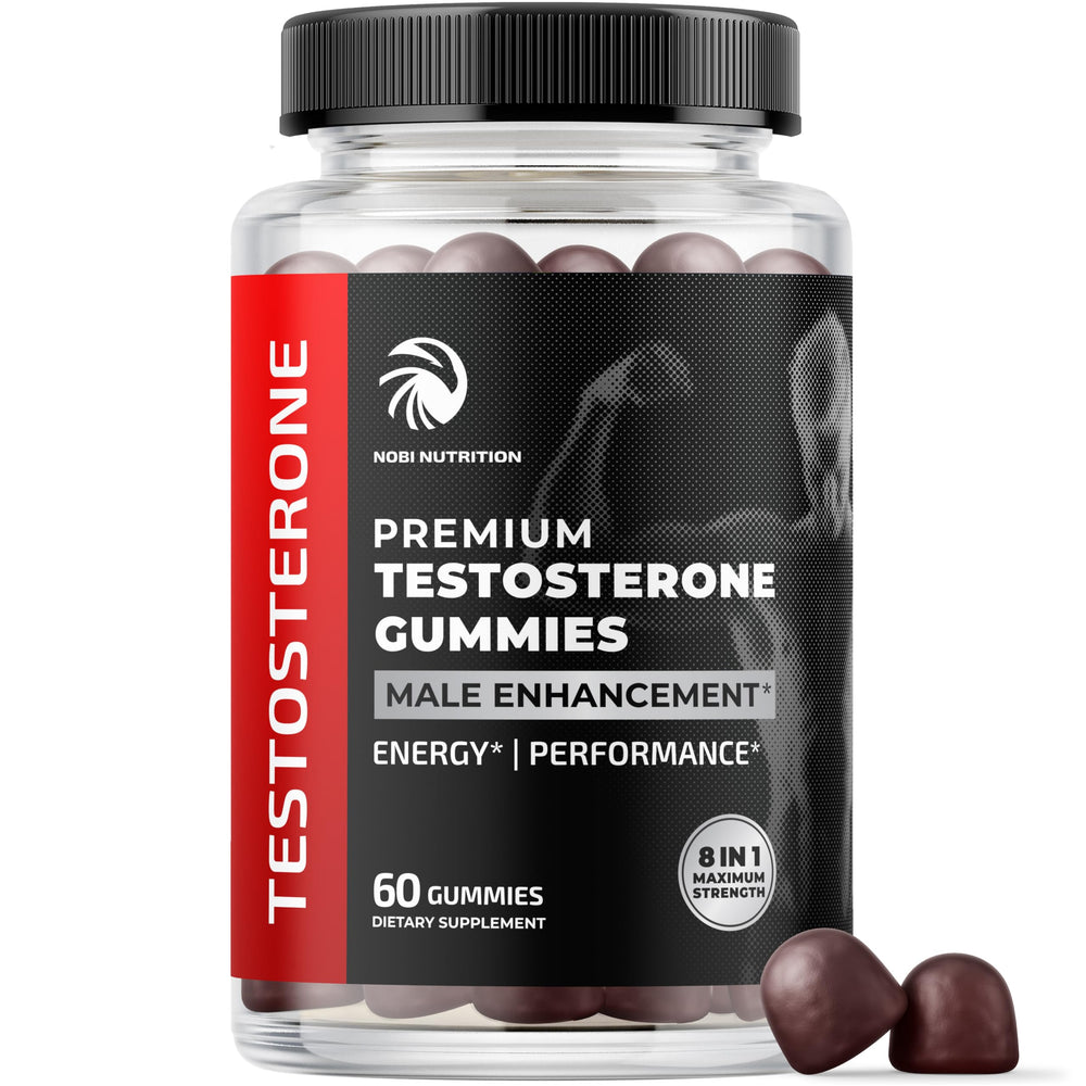 Nobi Nutrition Test Boost Max bottle front showing gummies for daily performance support
