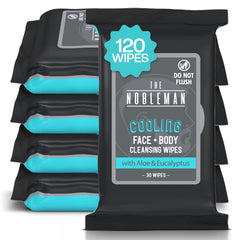 The Nobleman cooling wipes texture detail shows a soft, cleansing touch.