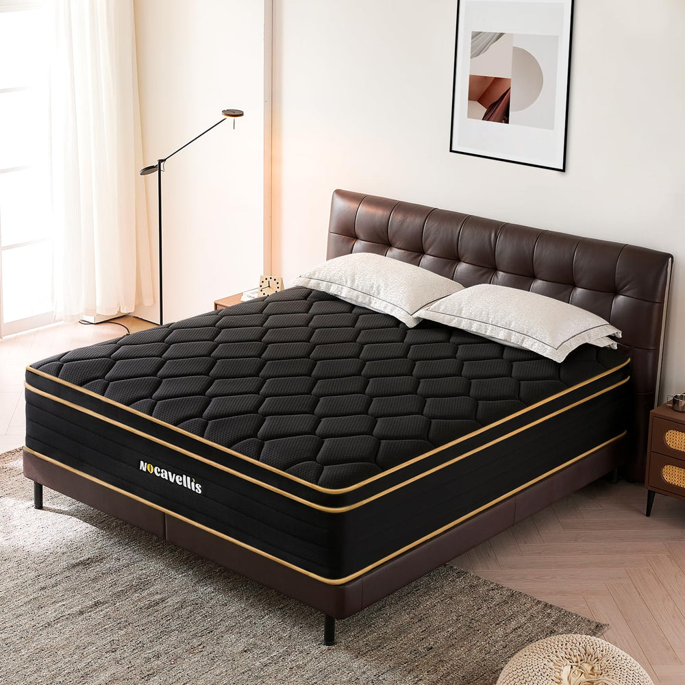 Nocavellis twin mattress in a box showing easy delivery and setup benefits.