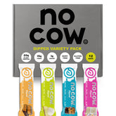 No Cow high protein bars dipped variety pack front view shows 20g protein per bar for energy