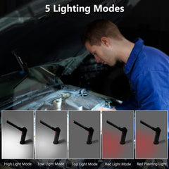 NODINIHU light showing 360-degree rotation to illuminate tight corners.