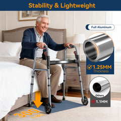 Noerishia folding walker folded for compact storage and easy transport.