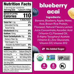NOKA omega-3 flax seed boost in a smoothie pouch, convenient nutrition
