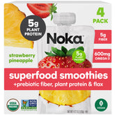 NOKA strawberry pineapple smoothie pouch front view, convenient on-the-go snack.