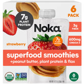 NOKA smoothie pouch featuring strawberry flavor for on-the-go snacking