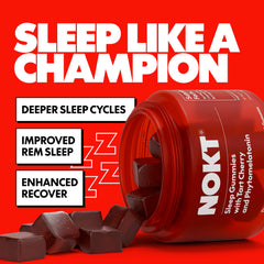 Ingredients label on NOKT Sleep Gummies highlighting vegan and plant-based phytomelatonin.