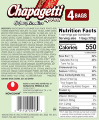 Nongshim Chapagetti sauce packet with vegetables adds depth.