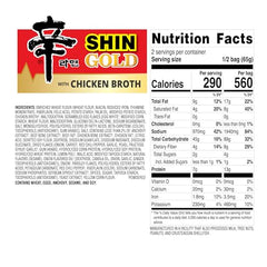 Nongshim Shin Gold broth packet showcases a savory chicken broth blend.