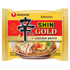 Nongshim Shin Gold noodles in a bowl highlight rich aroma and premium texture.