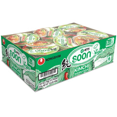 Nongshim Soon Kimchi Noodle Cup served in a bowl with rich kimchi flavor.
