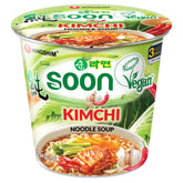 Nongshim Soon Kimchi Noodle Cup front-pack for a quick vegan lunch.