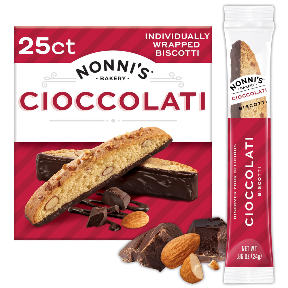 Nonni's biscotti packaging showcases a convenient Italian snack for sharing.