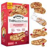 Nonni's THINaddictives Cranberry Almond Crisps close-up showing crunchy texture for a snack