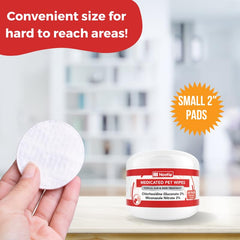 Nootie wipes shown near a dog's ear area for gentle ear care.