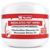 Nootie medicated dog wipes packaging for easy at-home care.