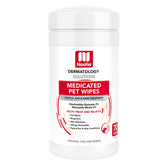 Nootie medicated wipes bottle and label; vet-strength blend for dogs and cats, supporting skin comfort.