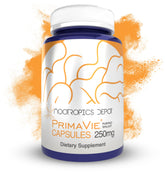 Nootropics Depot PrimaVie Shilajit capsules bottle showcasing purified extract for daily vitality