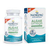 Nordic Naturals Algae Omega bottle pour shows vegan EPA and DHA for heart and brain wellness.