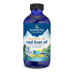 Nordic Naturals Arctic-D lemon cod liver oil bottle supports daily omega-3 intake