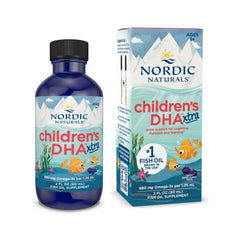 Nordic Naturals Children’s DHA Xtra Berry Punch bottle pour for kid-friendly omega-3 intake
