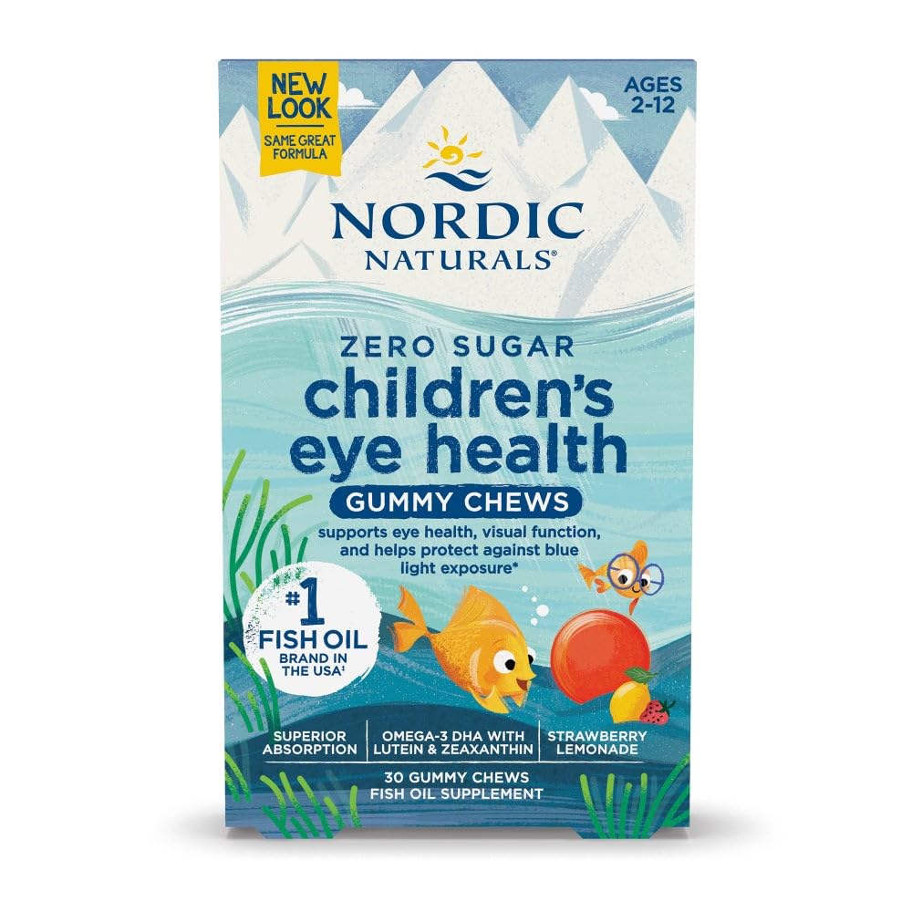 Nordic Naturals Children’s Eye Health Gummies front label showing strawberry lemonade flavor for daily use