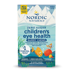 Nordic Naturals Children’s Eye Health Gummies front label showing strawberry lemonade flavor for daily use