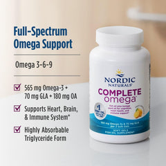Nordic Naturals Complete Omega lemon label detail highlighting ingredients.