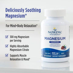 Nordic Naturals Magnesium Gummies ingredients label shows bioavailable magnesium citrate.