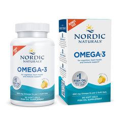 Nordic Naturals Omega-3 lemon softgel bottle for daily EPA and DHA support