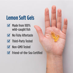 Softgel pour shot showing Nordic Naturals Omega-3 daily dose convenience.