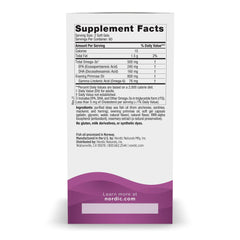 Nordic Naturals Omega Woman label closeup showing purity and non-GMO formulation