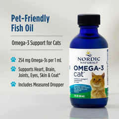 Nordic Naturals Omega-3 Cat droplet dispense shows simple administration