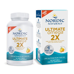 Nordic Naturals Ultimate Omega 2X bottle front view with lemon flavor and high-potency omega-3