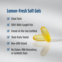 Nordic Naturals Ultimate Omega 2X lemon flavor image emphasizes pleasant taste during daily use.