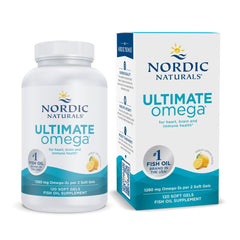 Nordic Naturals Ultimate Omega lemon bottle on a shelf for easy daily omega-3.