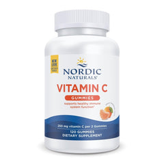 Nordic Naturals Vitamin C Gummies Tart Tangerine bottle front showing 250 mg per gummy