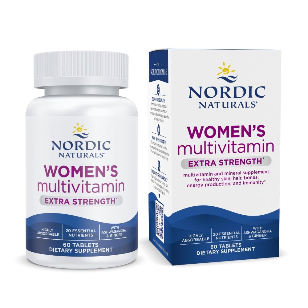Nordic Naturals Women's Multivitamin Extra Strength bottle front supports daily wellness