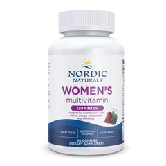 Nordic Naturals Women's Multivitamin Gummies bottle with mixed berry flavor for daily wellness support.