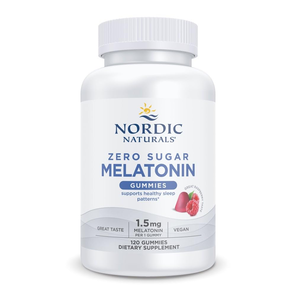 Nordic Naturals Zero Sugar Melatonin Gummies Raspberry bottle supports restful sleep