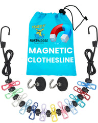 Nordmoose cruise clothesline magnet secures laundry with scratch-free protection on ship cabins.