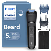 Norelco Philips 3000 beard trimmer close-up of self-sharpening blades for smooth grooming