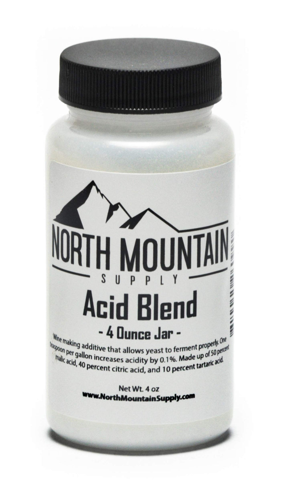 North Mountain Supply AB-4oz acid blend jar with tamper seal for fresh wine making.