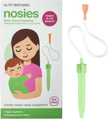 Nosies newborn nasal aspirator with compact travel case for on-the-go relief.