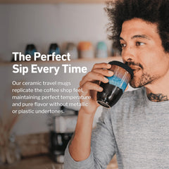 Nova Ceramics Monsoon mug held in hand highlighting ergonomic grip