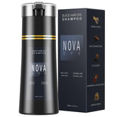 Nova DYE Shampoo application shows easy one-wash gray coverage.
