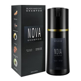 Nova Shampoo gray-coverage bottle showing at-home color convenience and surface blending.