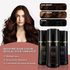 Nova Shampoo packaging box emphasizing 3-in-1 color care with botanicals.